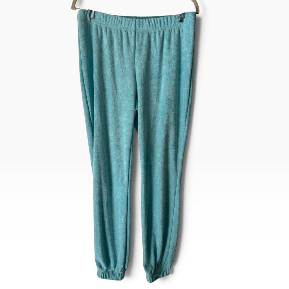 Juicy Couture Light Blue Terry Jogger Sweatpants Size Small Rhinestone Logo